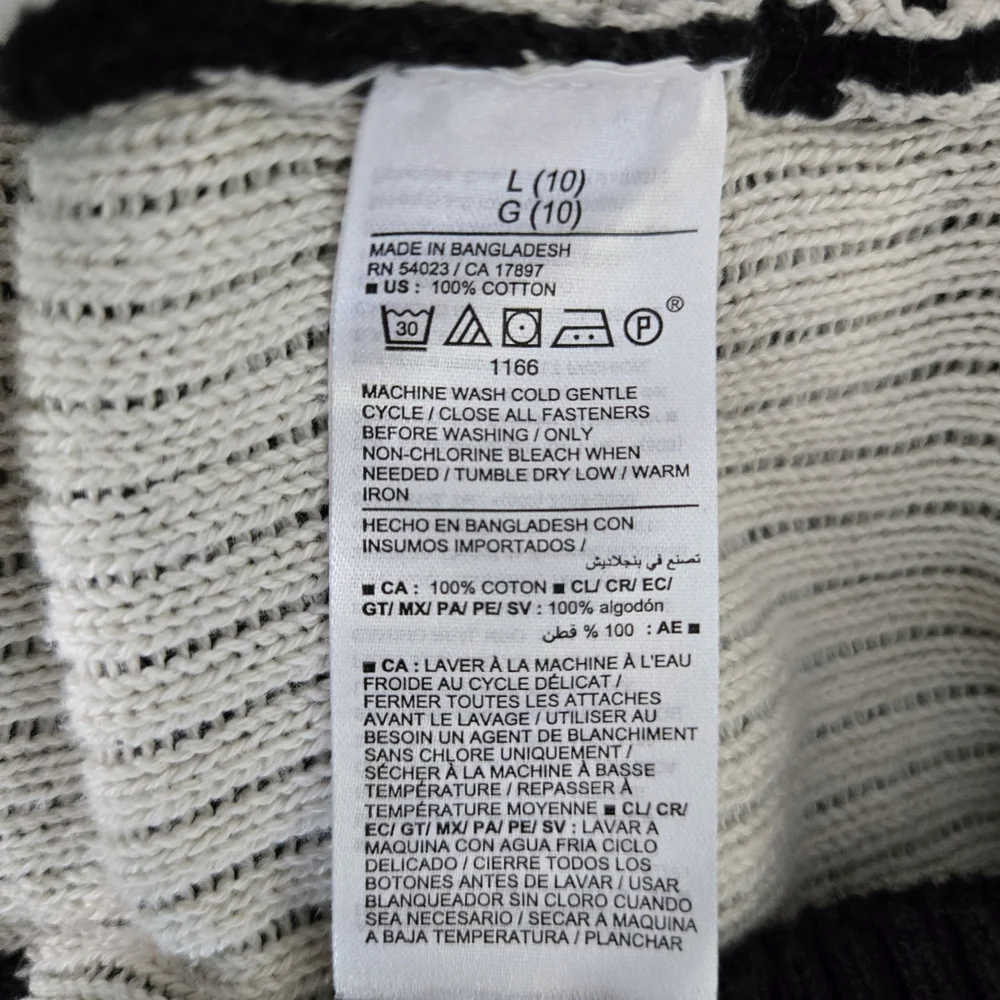 Old Navy Girls Black White Daisy Floral Button-Front Knit Cardigan Sweater Large